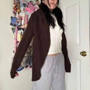 Bebe Y 2 K Brown Crochet Cardigan 6 F 41